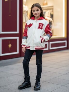 Standout in this Varsity Inspired Graphic Bomber Jacket! Playful & Edgy